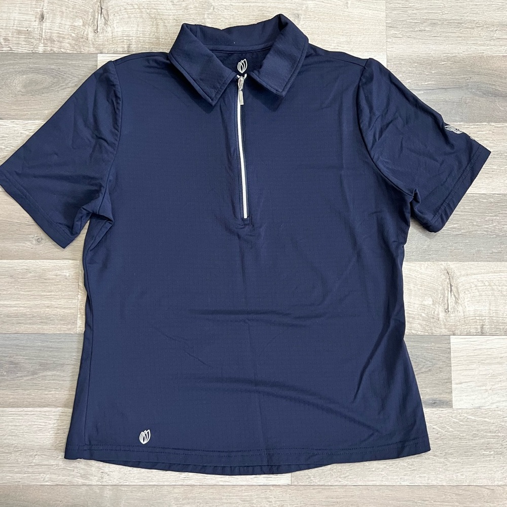 GGblue navy quarter zip Golf polo shirt size S